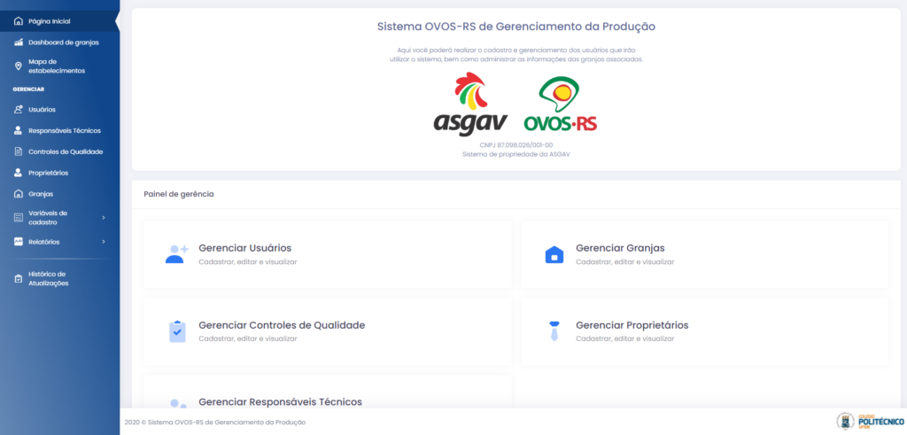 FINALIZADO SISTEMA OVOS RS DE GERENCIAMENTO DA PRODUÇÃO Ovos Plus Quality